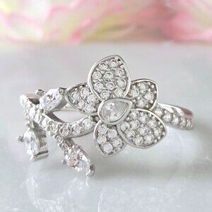 Floral Ring, 925 Sterling Silver Charmed Aroma Flower Collection